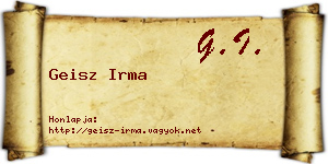 Geisz Irma névjegykártya